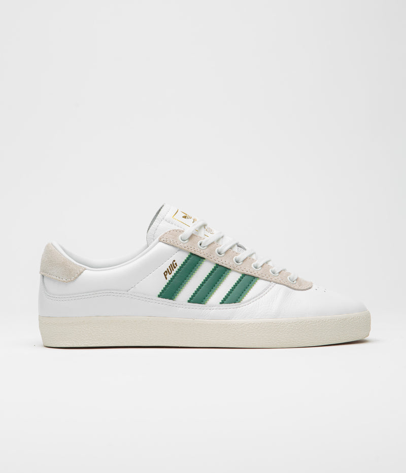 Adidas Puig Indoor Shoes in FTWR White and Dark Green / Cream White