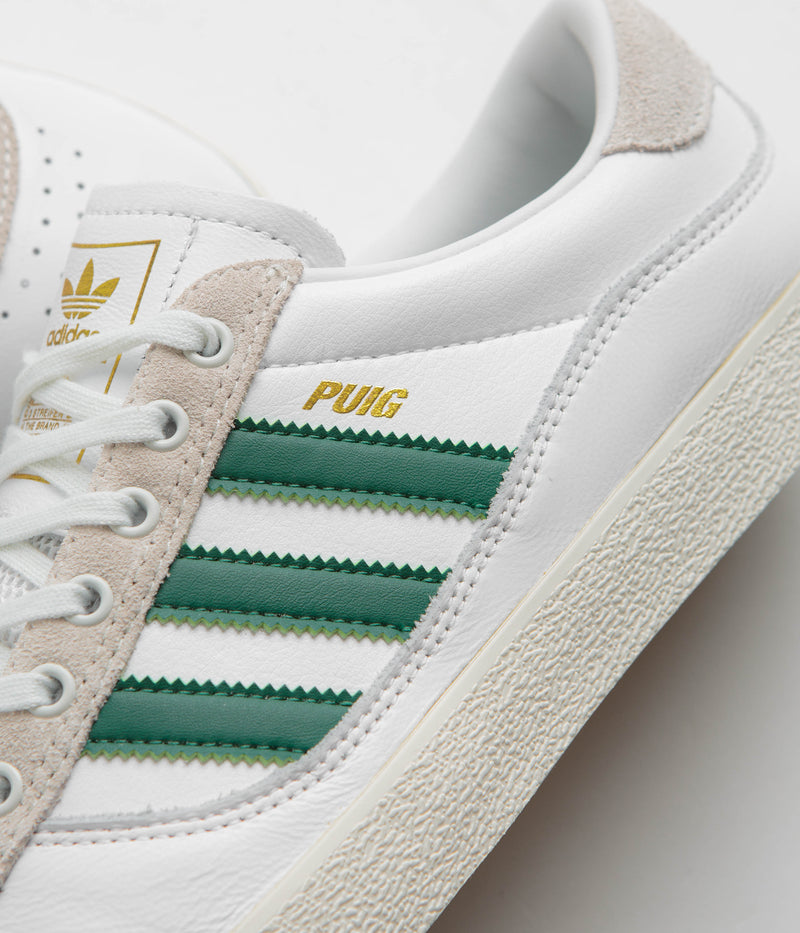 Adidas Puig Indoor Shoes in FTWR White and Dark Green / Cream White