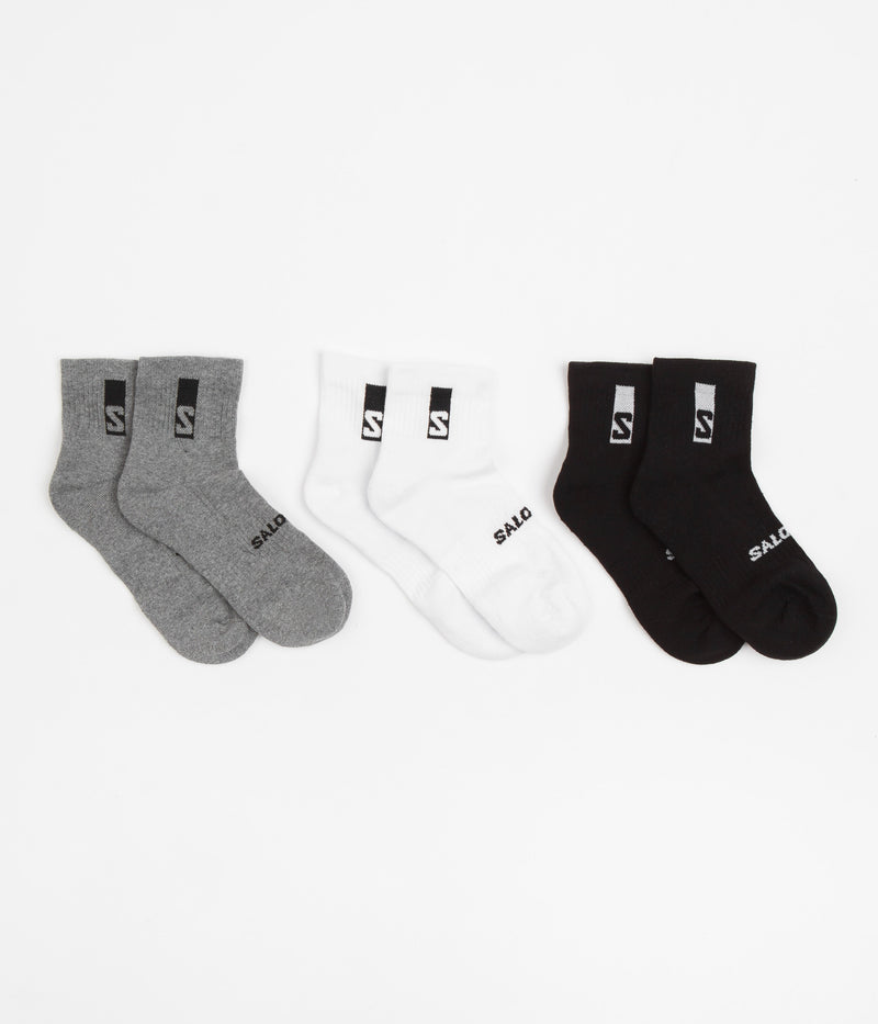 Salomon Everyday Ankle Socks (3 Pack) in Black and White / Med Grey Melange