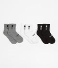 Salomon Everyday Ankle Socks (3 Pack) in Black and White / Med Grey Melange