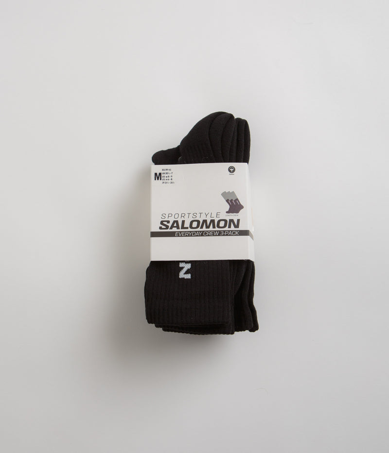 Salomon Everyday Crew Socks (3 Pack) in Black and Black / Black