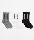 Salomon Everyday Crew Socks (3 Pack) in Black and White / Med Grey Melange