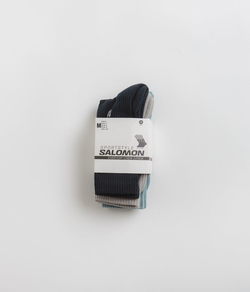 Salomon Everyday Crew Socks (3 Pack) in Carbon and Ghost Grey / Arona