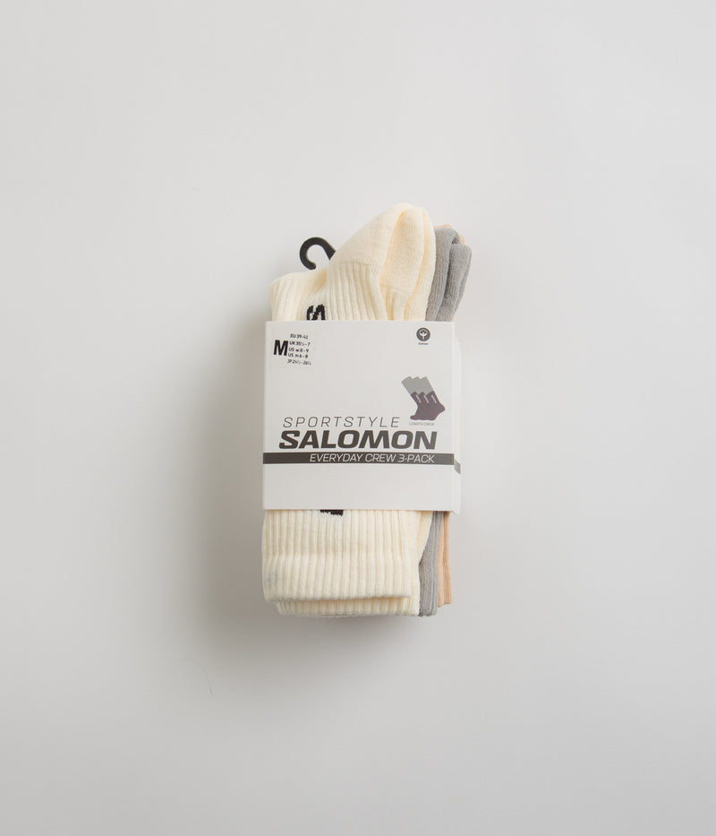 Salomon Everyday Crew Socks (3 Pack) in Vanilla Ice and Metal / Hazelnut