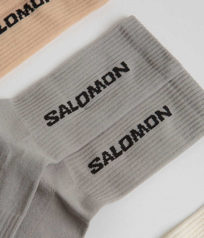 Salomon Everyday Crew Socks (3 Pack) in Vanilla Ice and Metal / Hazelnut