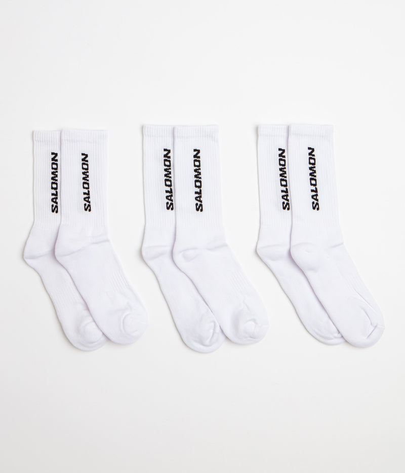 Salomon Everyday Crew Socks (3 Pack) in White and White / White