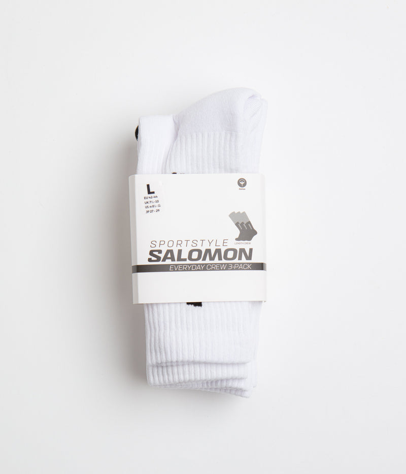 Salomon Everyday Crew Socks (3 Pack) in White and White / White