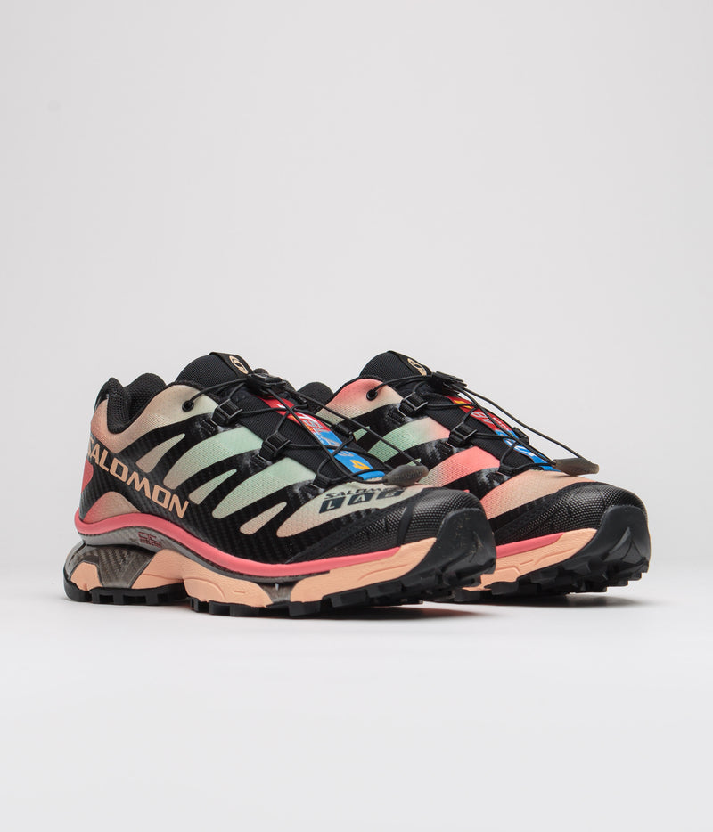 Salomon XT-4 OG Aurora Borealis Shoes in Black and Prairie Sunset / Sugar Coral