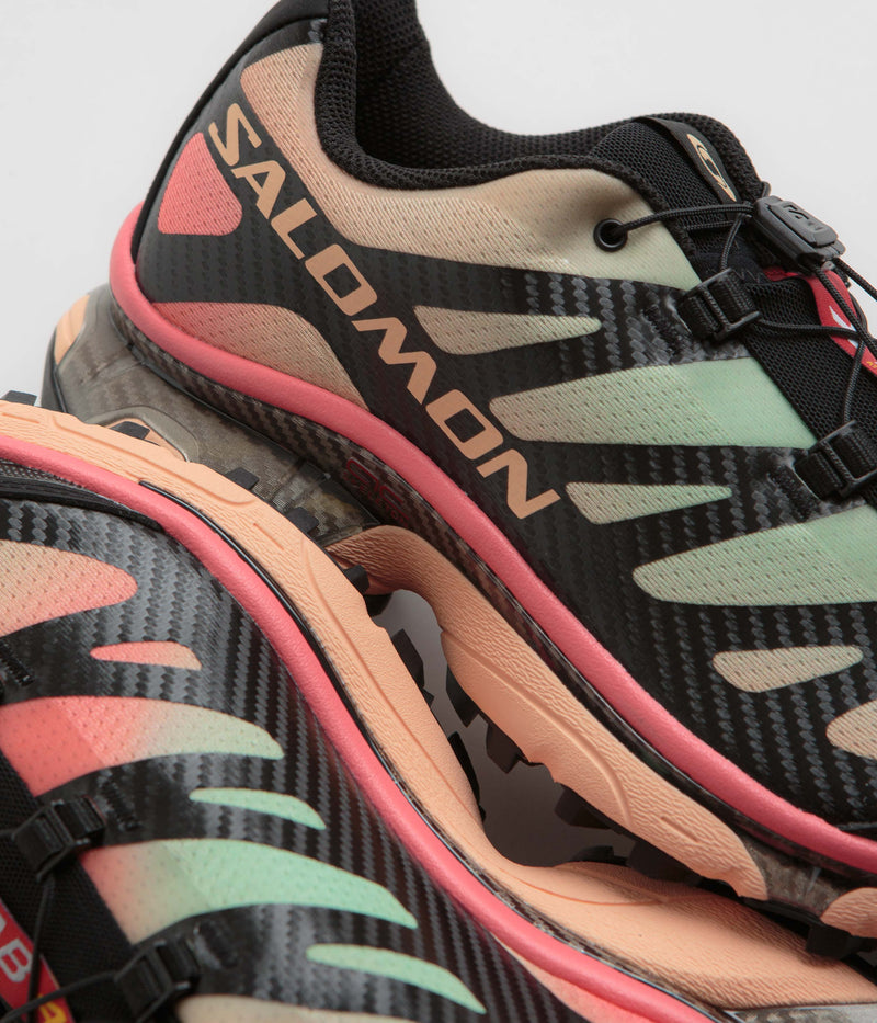 Salomon XT-4 OG Aurora Borealis Shoes in Black and Prairie Sunset / Sugar Coral