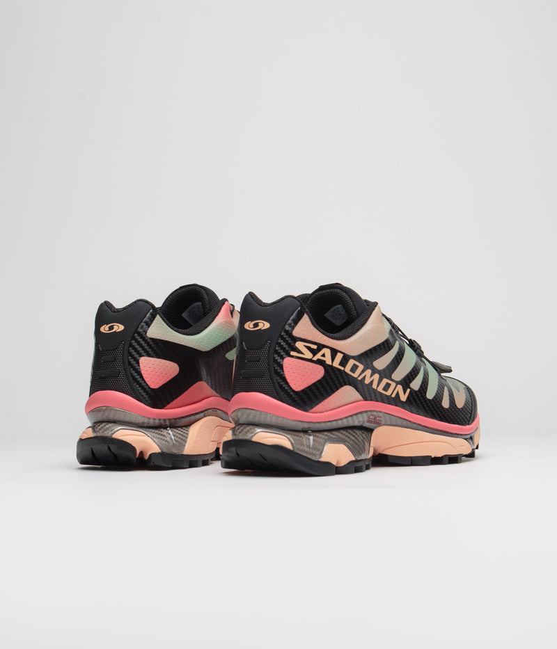 Salomon XT-4 OG Aurora Borealis Shoes in Black and Prairie Sunset / Sugar Coral