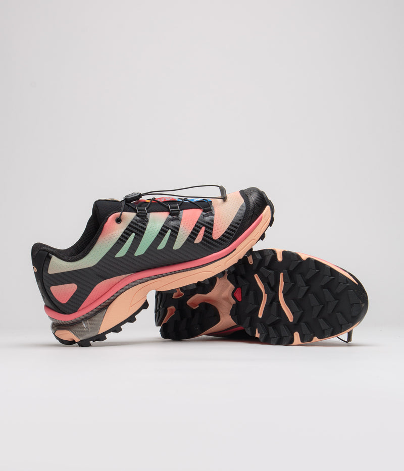 Salomon XT-4 OG Aurora Borealis Shoes in Black and Prairie Sunset / Sugar Coral