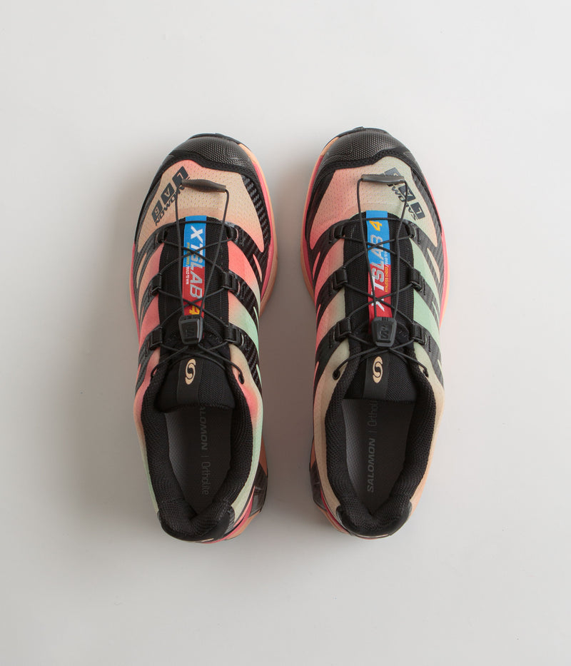 Salomon XT-4 OG Aurora Borealis Shoes in Black and Prairie Sunset / Sugar Coral