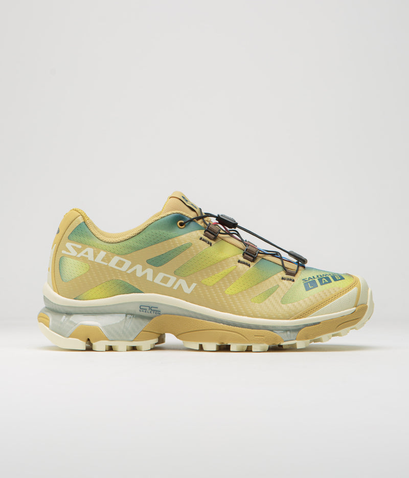 Salomon XT-4 OG Aurora Borealis Shoes in Southern Moss and Transparent Yellow / Deep Dive