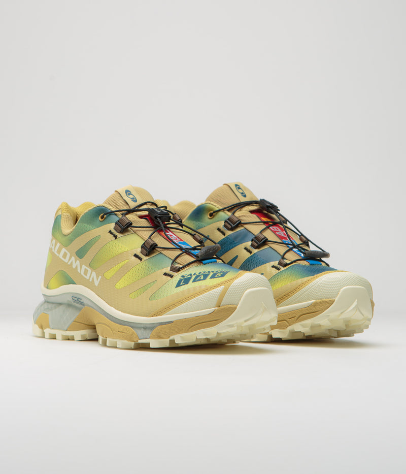 Salomon XT-4 OG Aurora Borealis Shoes in Southern Moss and Transparent Yellow / Deep Dive