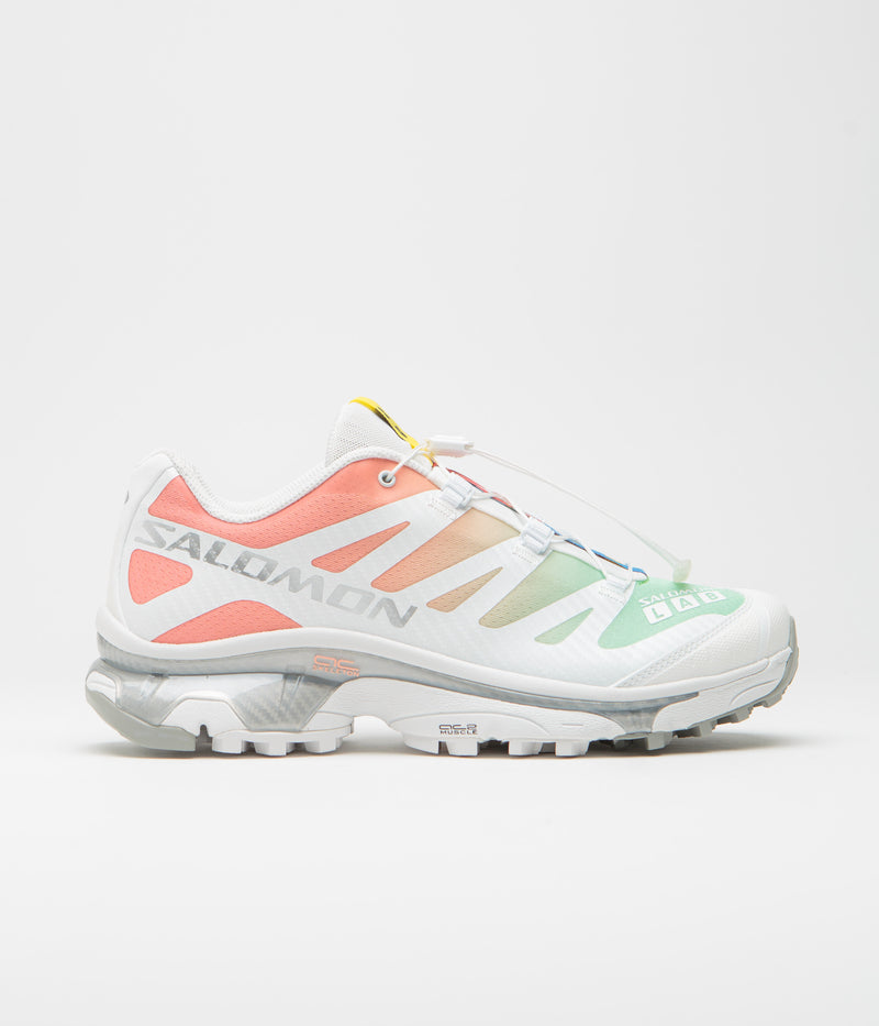 Salomon XT-4 OG Shoes in White and Green Ash / Coral
