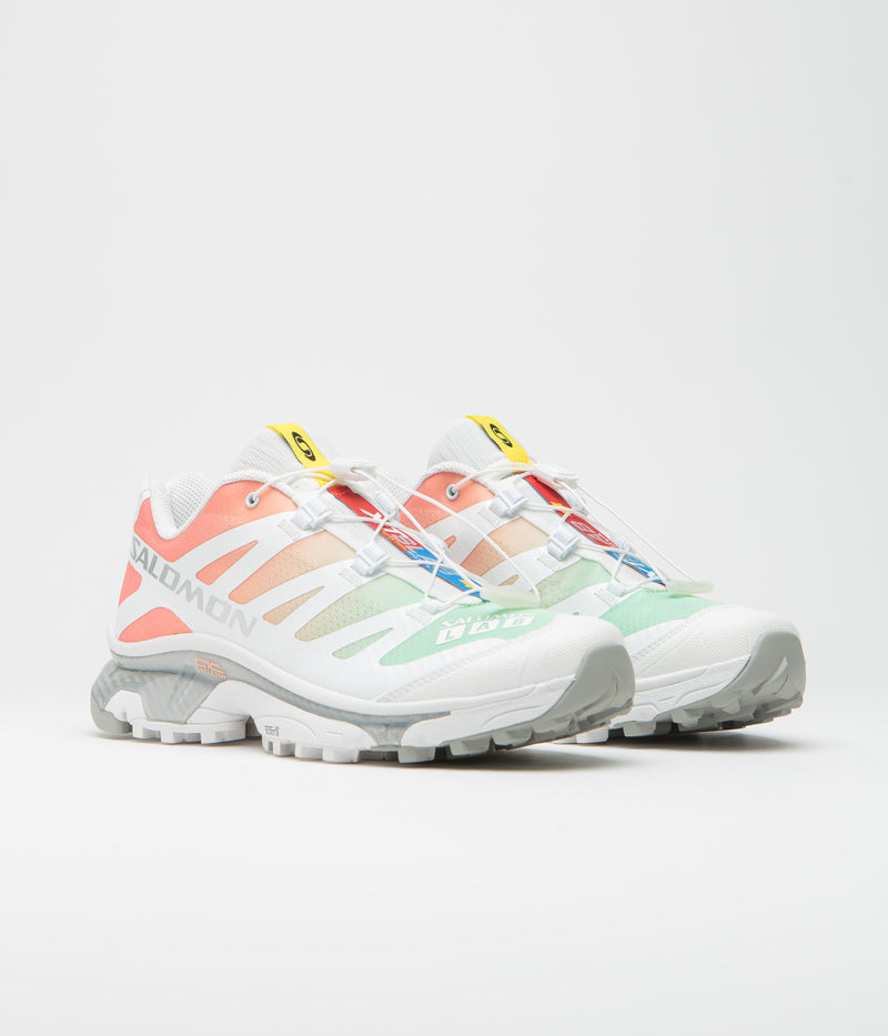 Salomon XT-4 OG Shoes in White and Green Ash / Coral