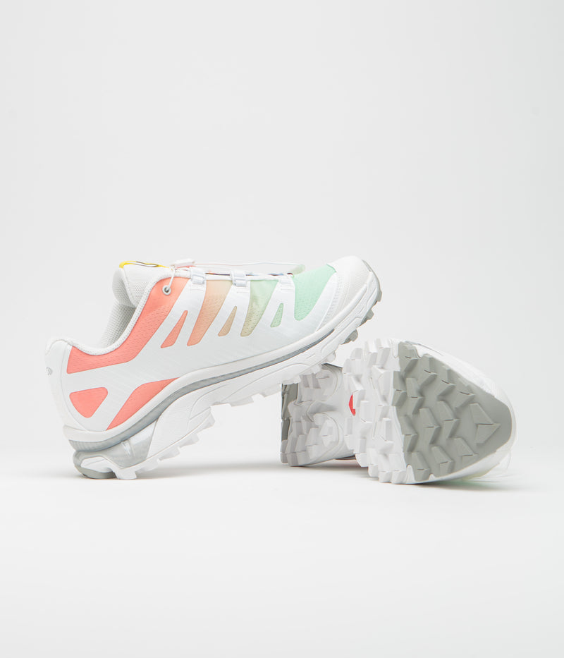 Salomon XT-4 OG Shoes in White and Green Ash / Coral