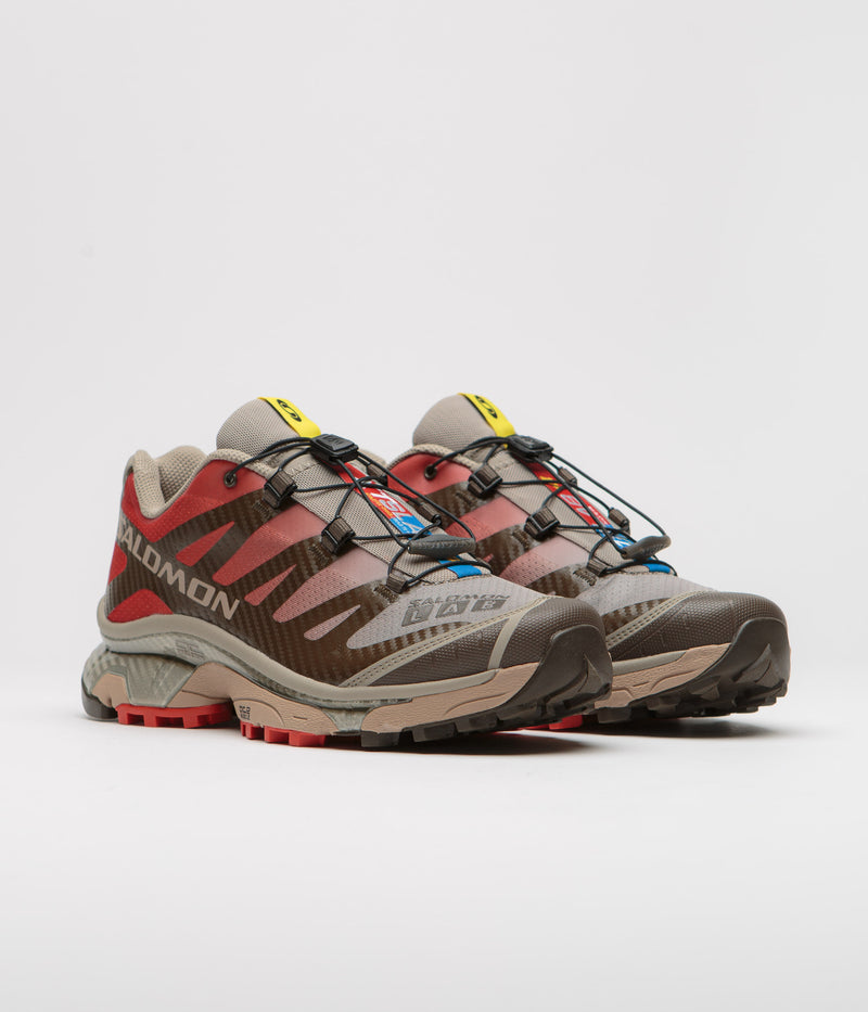 Salomon XT-4 OG Shoes in Wren and Vintage Khaki / Aurora Red