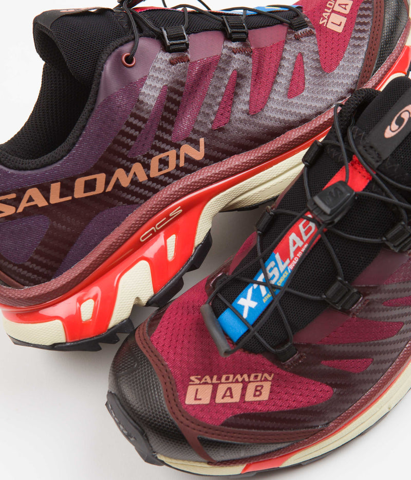 Salomon XT-4 Shoes in Bitter Chocolate and Mocha Mousse / Fiery Red