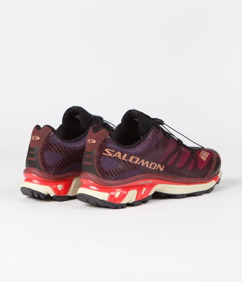 Salomon XT-4 Shoes in Bitter Chocolate and Mocha Mousse / Fiery Red