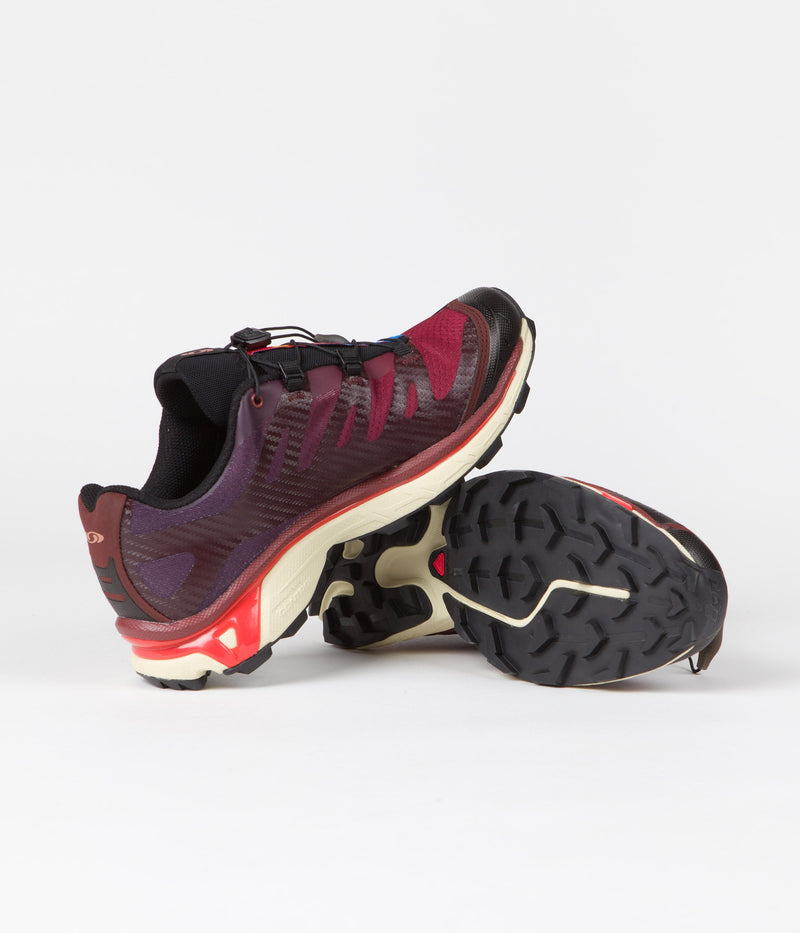 Salomon XT-4 Shoes in Bitter Chocolate and Mocha Mousse / Fiery Red