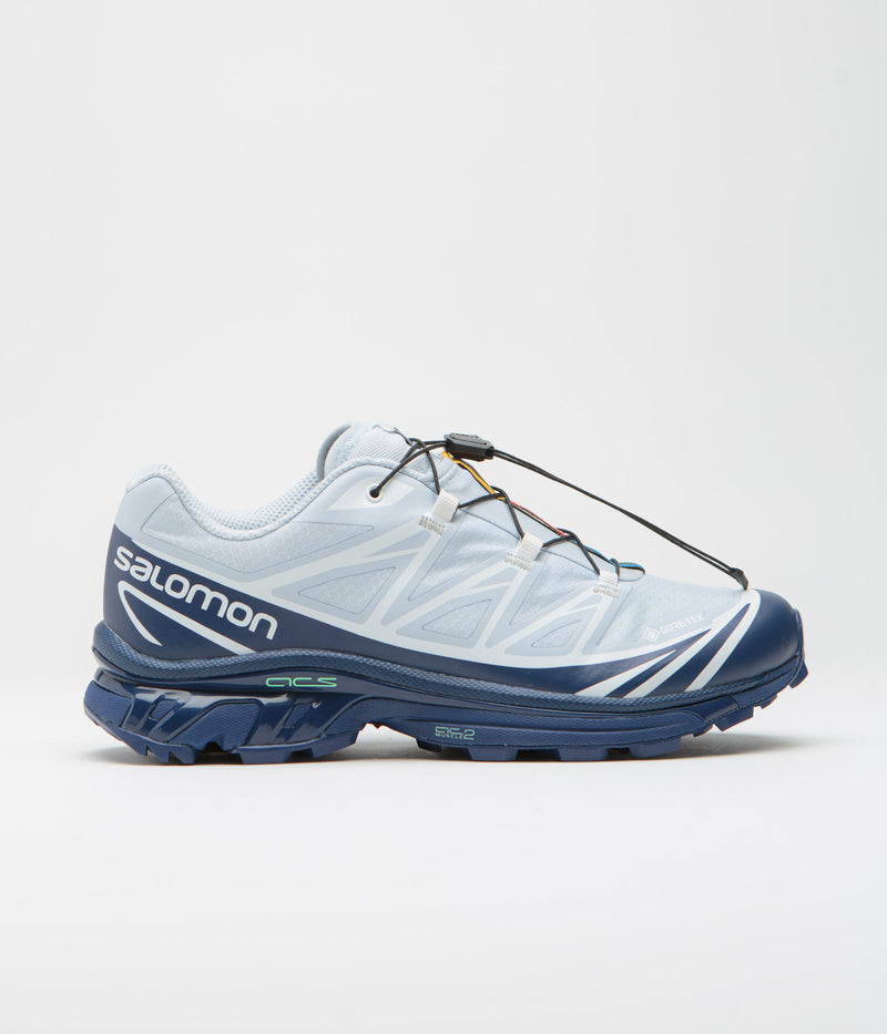 Salomon XT-6 GTX Shoes in Blue Print and Heather / White