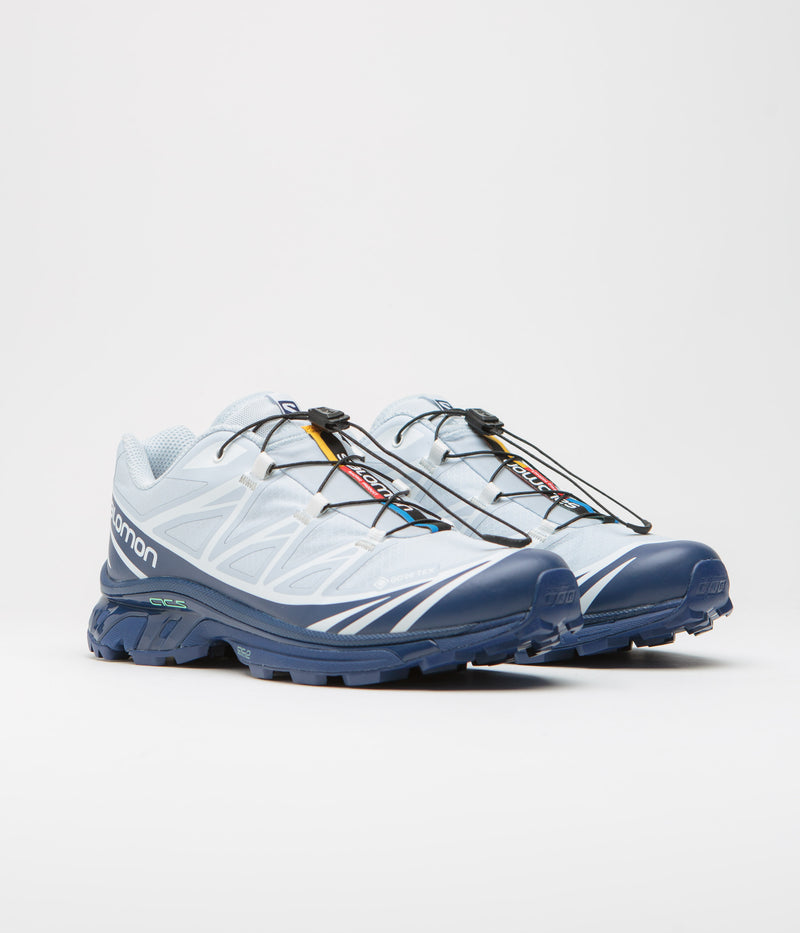 Salomon XT-6 GTX Shoes in Blue Print and Heather / White