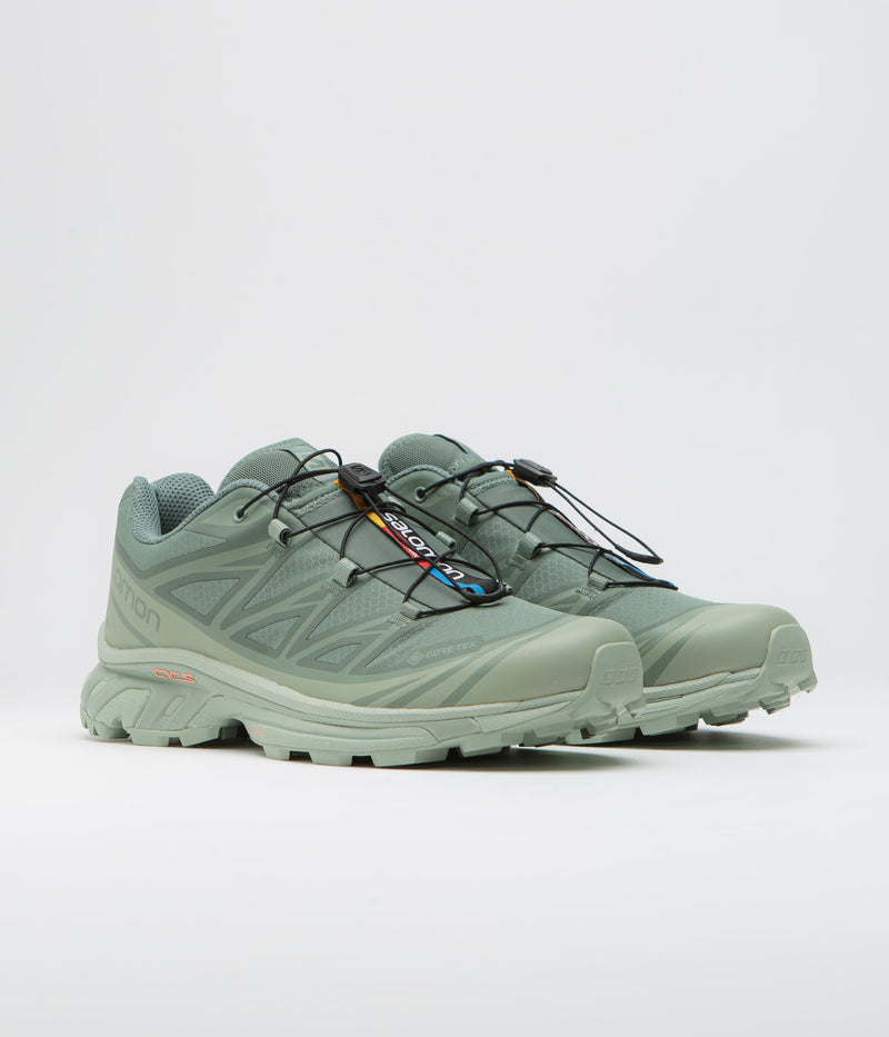 Salomon XT-6 GTX Shoes in Desert Sage and Lily Pad / Laurel Wreath