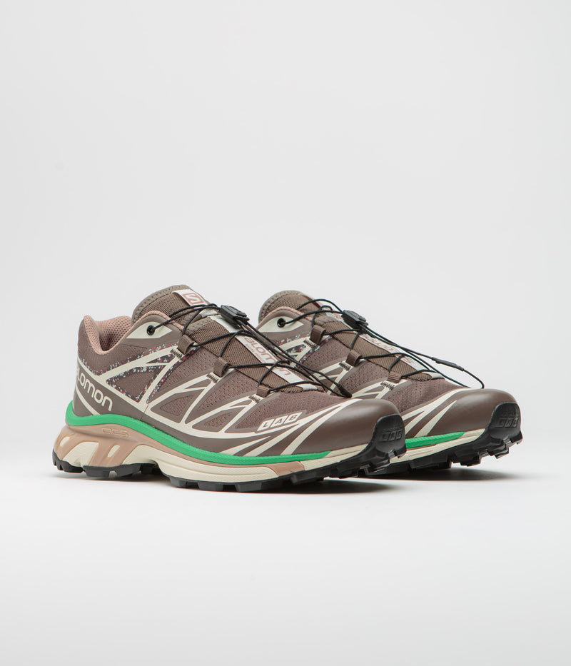 Salomon XT-6 Mindful 2 Shoes in Falcon and Almond Milk / Bright Green