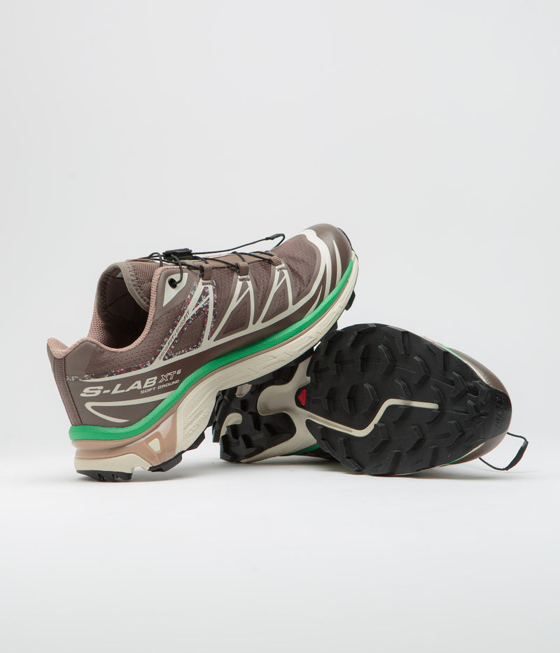 Salomon XT-6 Mindful 2 Shoes in Falcon and Almond Milk / Bright Green