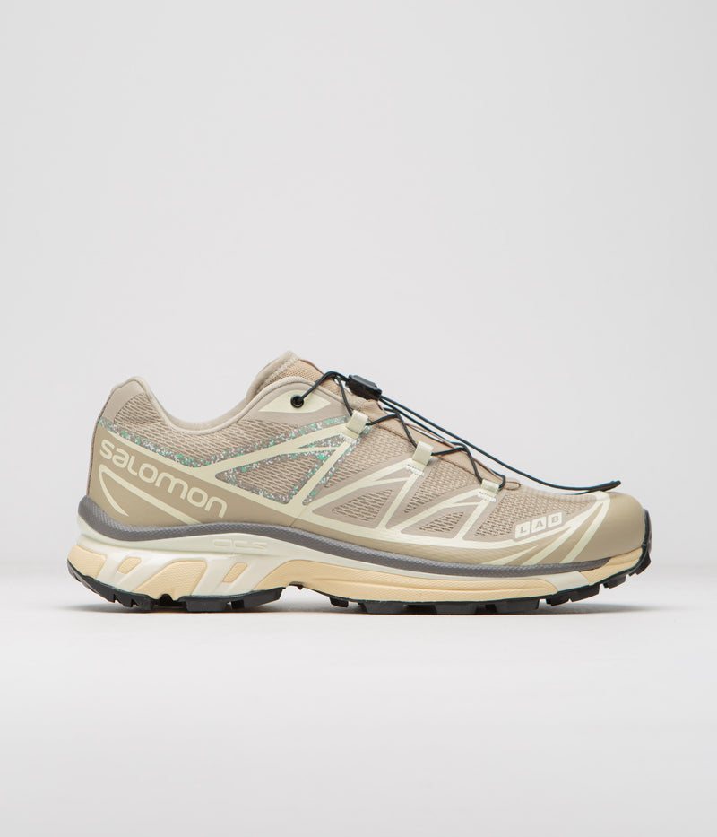 Salomon XT-6 Mindful 3 Shoes in White Pepper and Transparent Yellow / Falcon