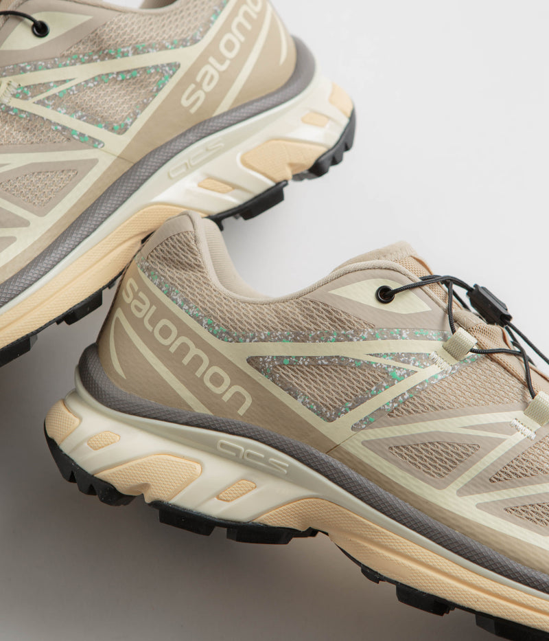 Salomon XT-6 Mindful 3 Shoes in White Pepper and Transparent Yellow / Falcon