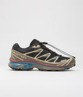 Salomon XT-6 Shoes in Black and Falcon / Cow Hide