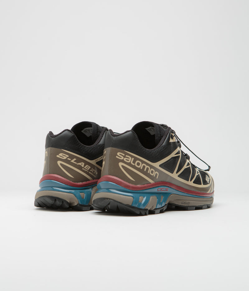 Salomon XT-6 Shoes in Black and Falcon / Cow Hide