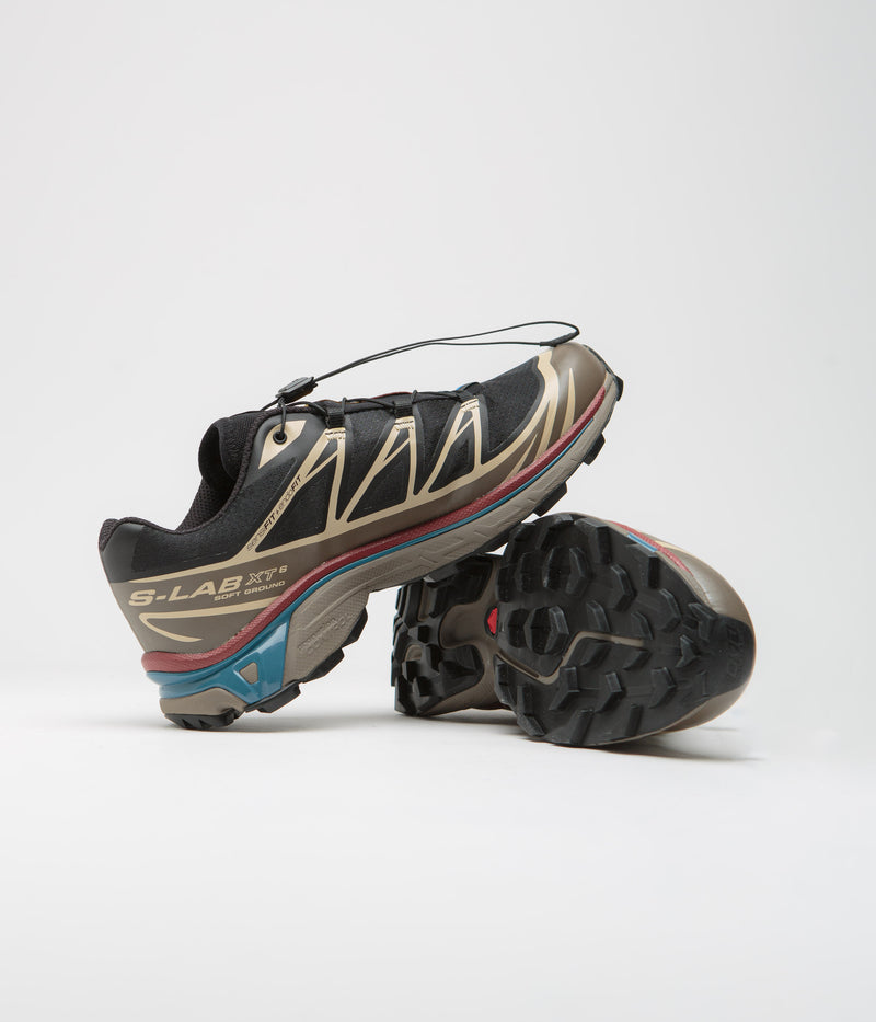 Salomon XT-6 Shoes in Black and Falcon / Cow Hide