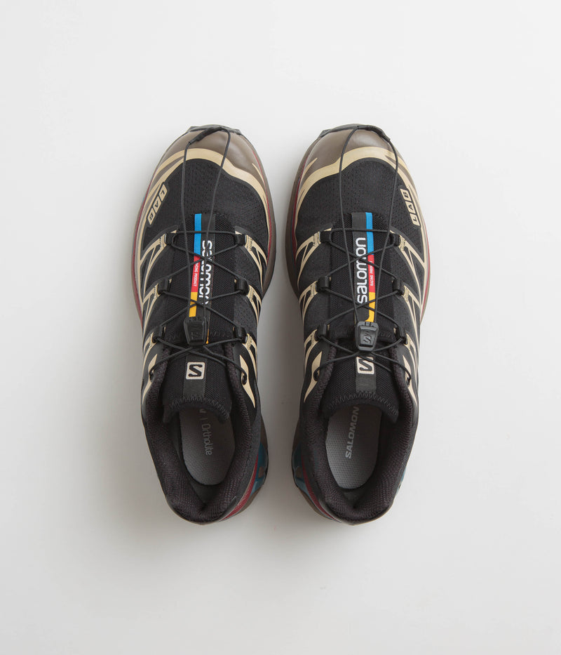 Salomon XT-6 Shoes in Black and Falcon / Cow Hide