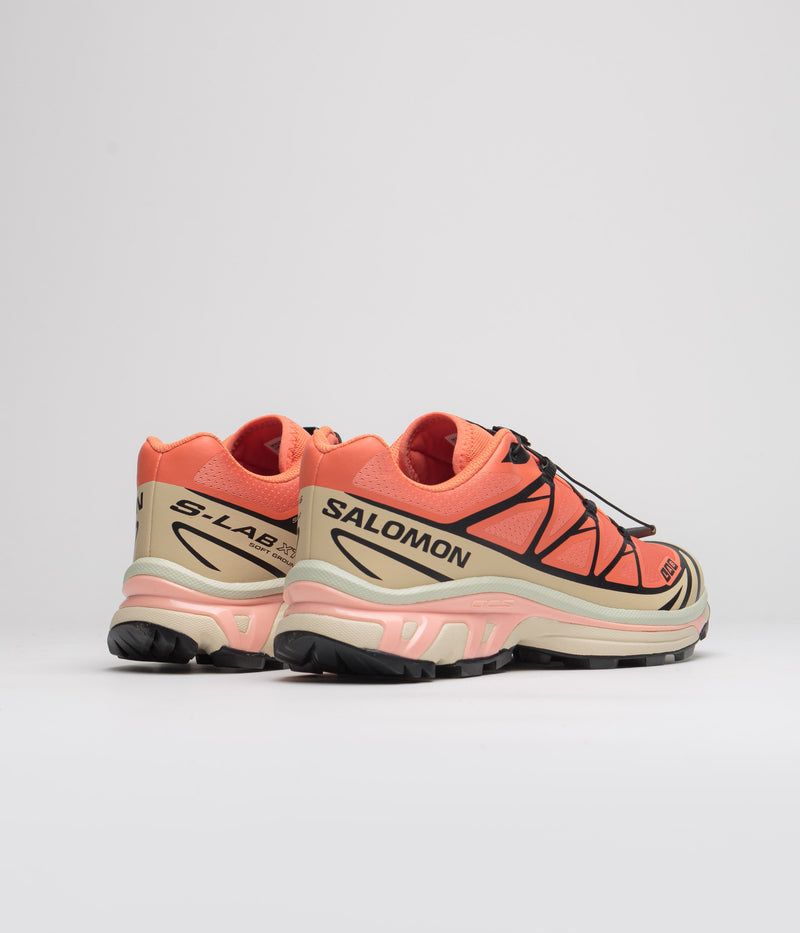 Salomon XT-6 Shoes in Living Coral and Black / Cement