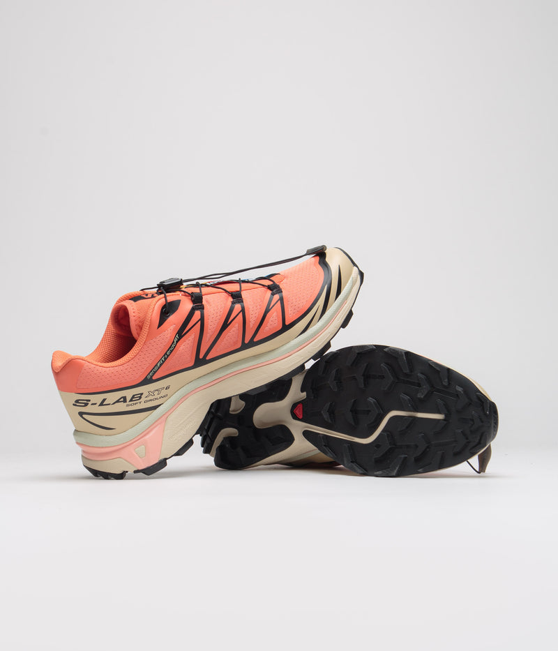 Salomon XT-6 Shoes in Living Coral and Black / Cement