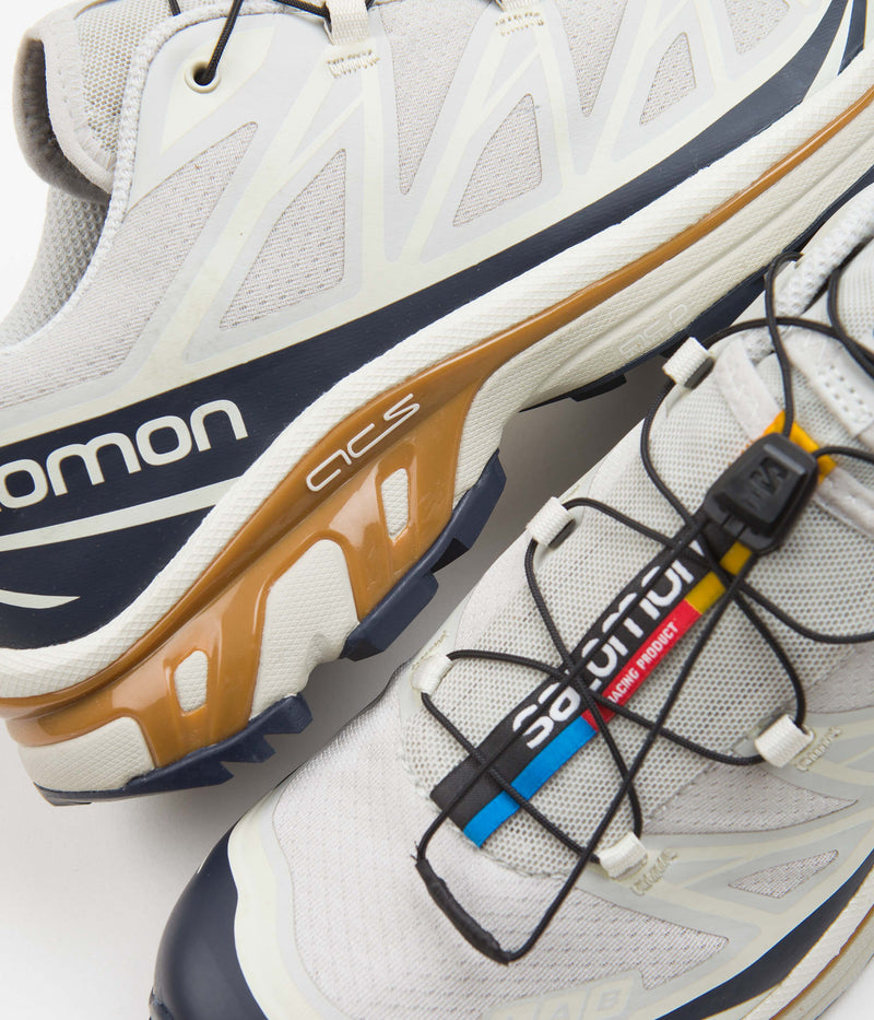Salomon XT-6 Shoes in Lunar Rock and Dark Sapphire / Rubber