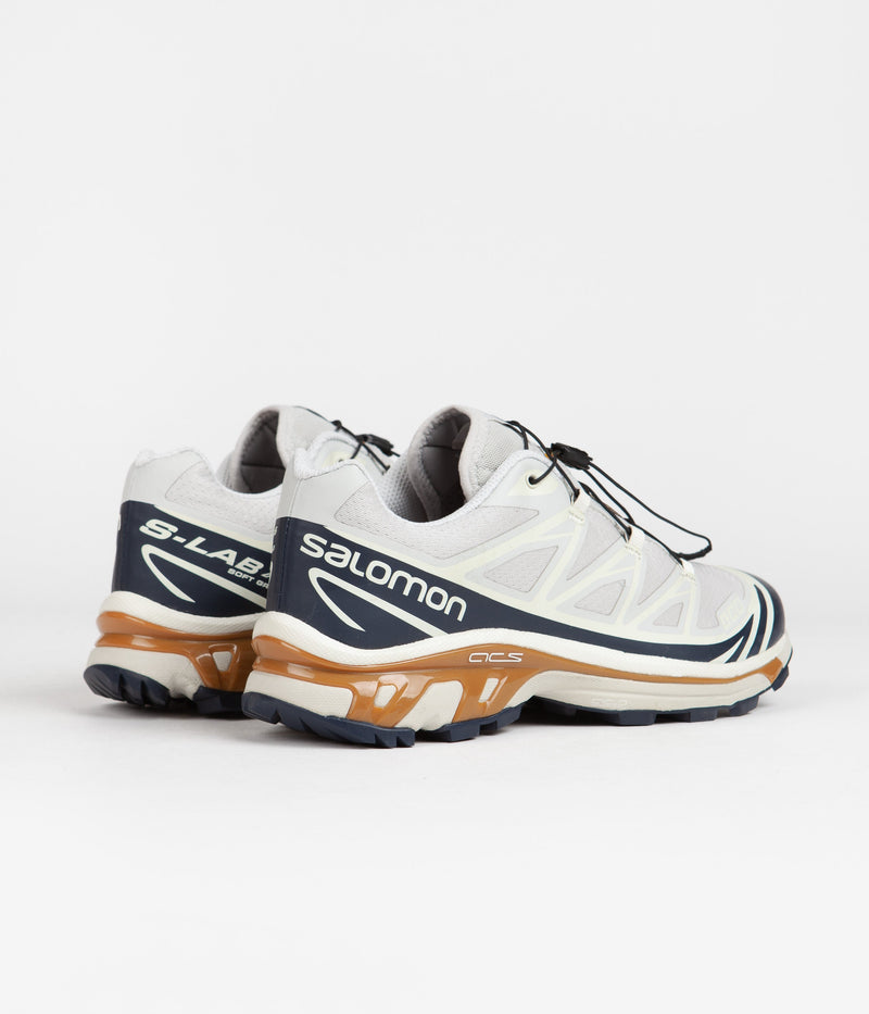 Salomon XT-6 Shoes in Lunar Rock and Dark Sapphire / Rubber