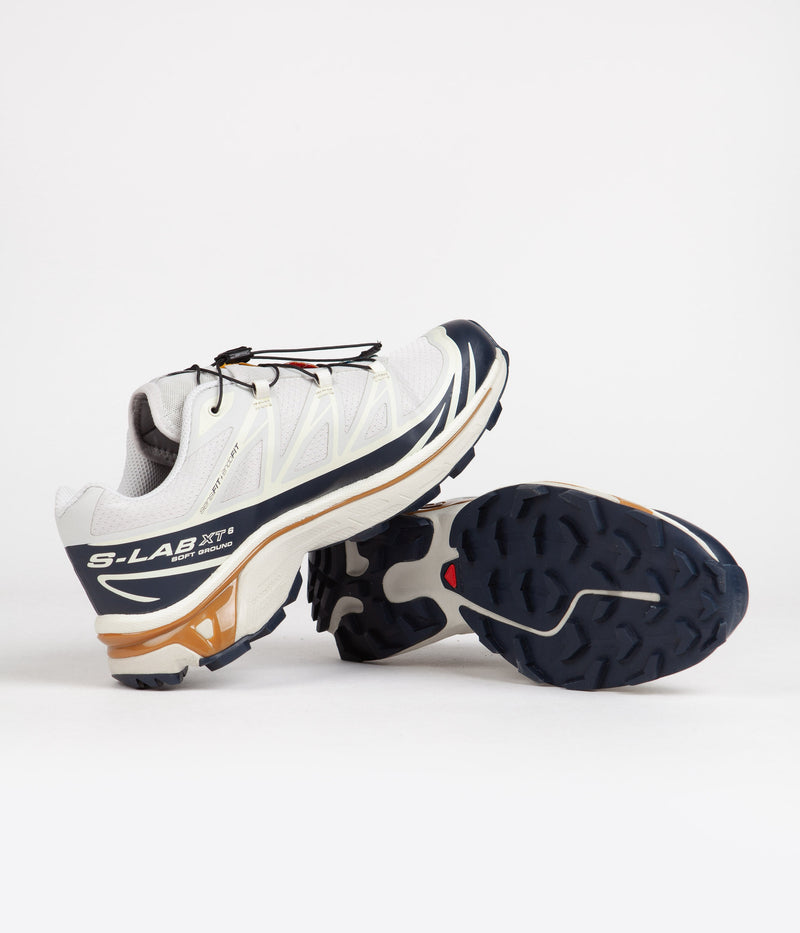 Salomon XT-6 Shoes in Lunar Rock and Dark Sapphire / Rubber