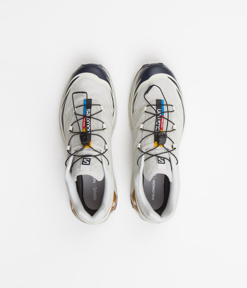 Salomon XT-6 Shoes in Lunar Rock and Dark Sapphire / Rubber