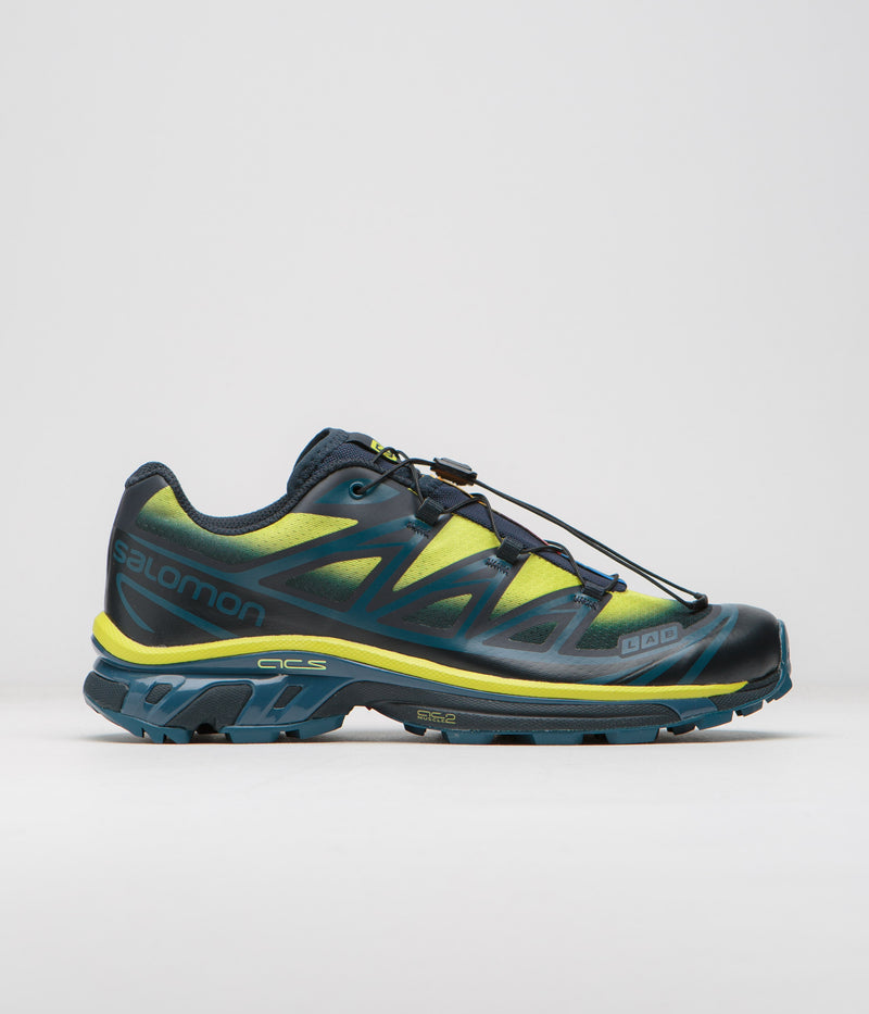 Salomon XT-6 Skyline Shoes in Carbon and Sunny Lime / Sulphur Spring