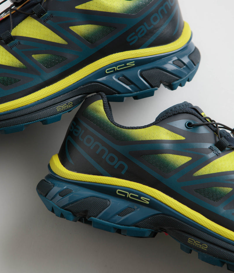 Salomon XT-6 Skyline Shoes in Carbon and Sunny Lime / Sulphur Spring