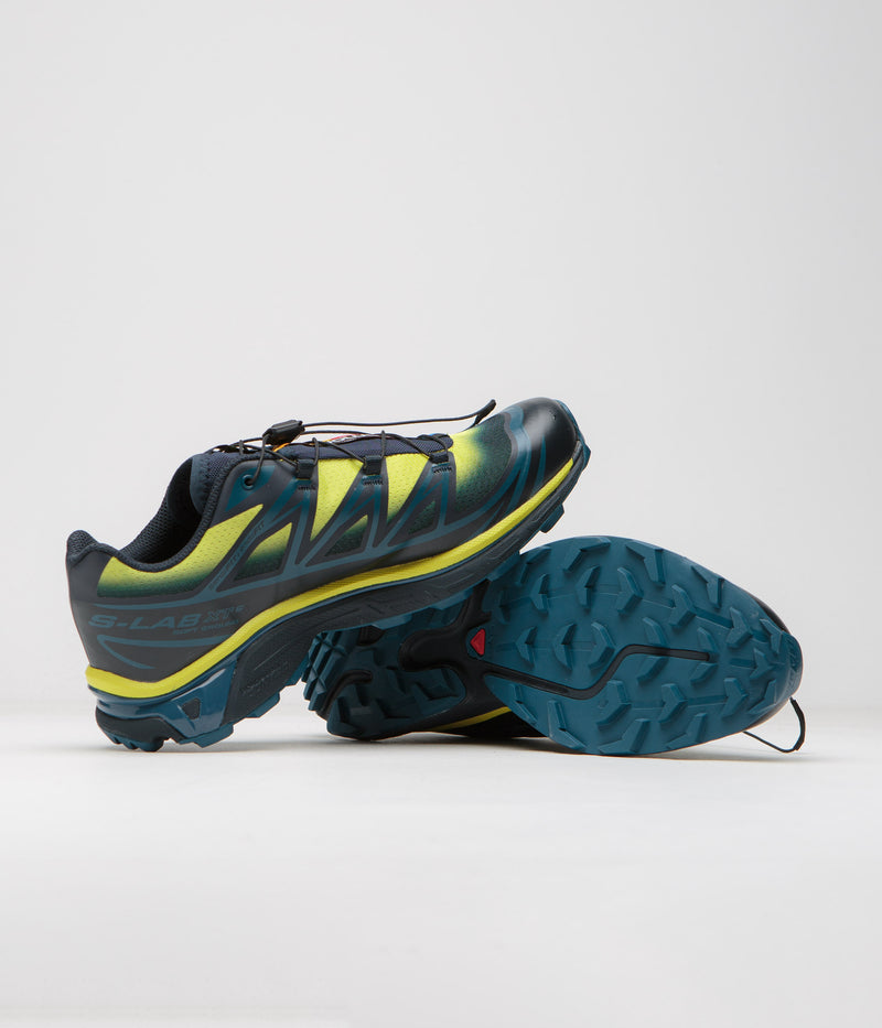 Salomon XT-6 Skyline Shoes in Carbon and Sunny Lime / Sulphur Spring