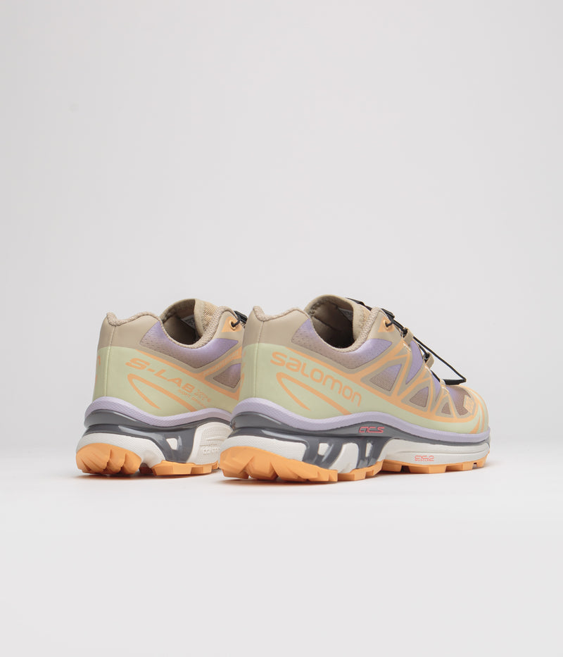 Salomon XT-6 Skyline Shoes in White Pepper and Peach Quartz / Orchid Petal