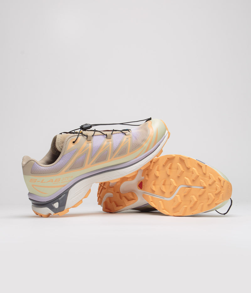 Salomon XT-6 Skyline Shoes in White Pepper and Peach Quartz / Orchid Petal