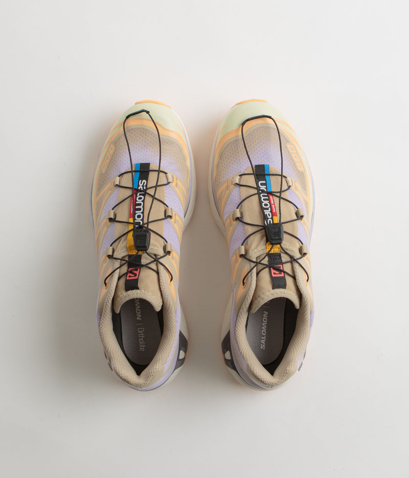 Salomon XT-6 Skyline Shoes in White Pepper and Peach Quartz / Orchid Petal