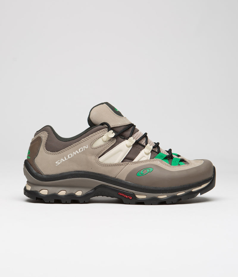 Salomon XT-Quest 2 Shoes in Falcon and Cement / Bright Green
