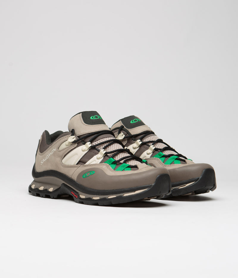 Salomon XT-Quest 2 Shoes in Falcon and Cement / Bright Green